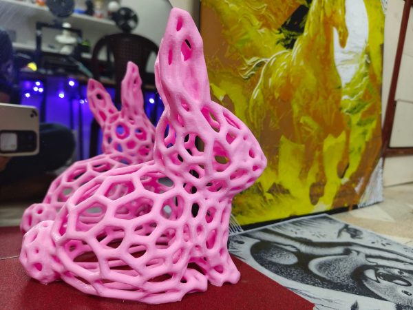 Pink Geometric Rabbit Sculpture - Image 3