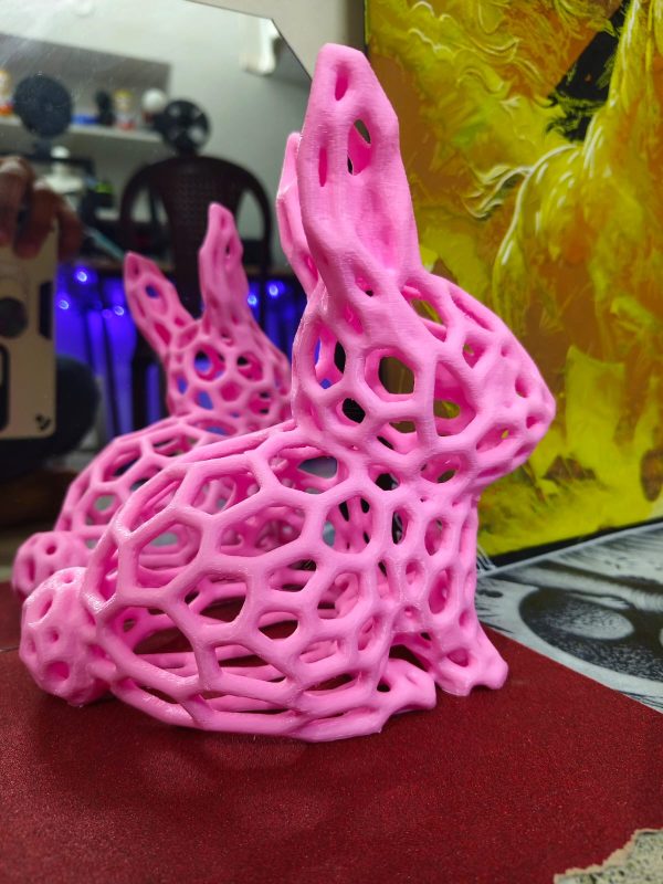 Pink Geometric Rabbit Sculpture - Image 2
