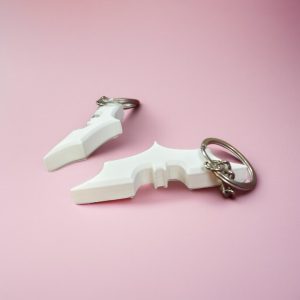White Batarang Keychain