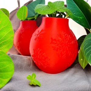 Red Christmas Crystal Vase