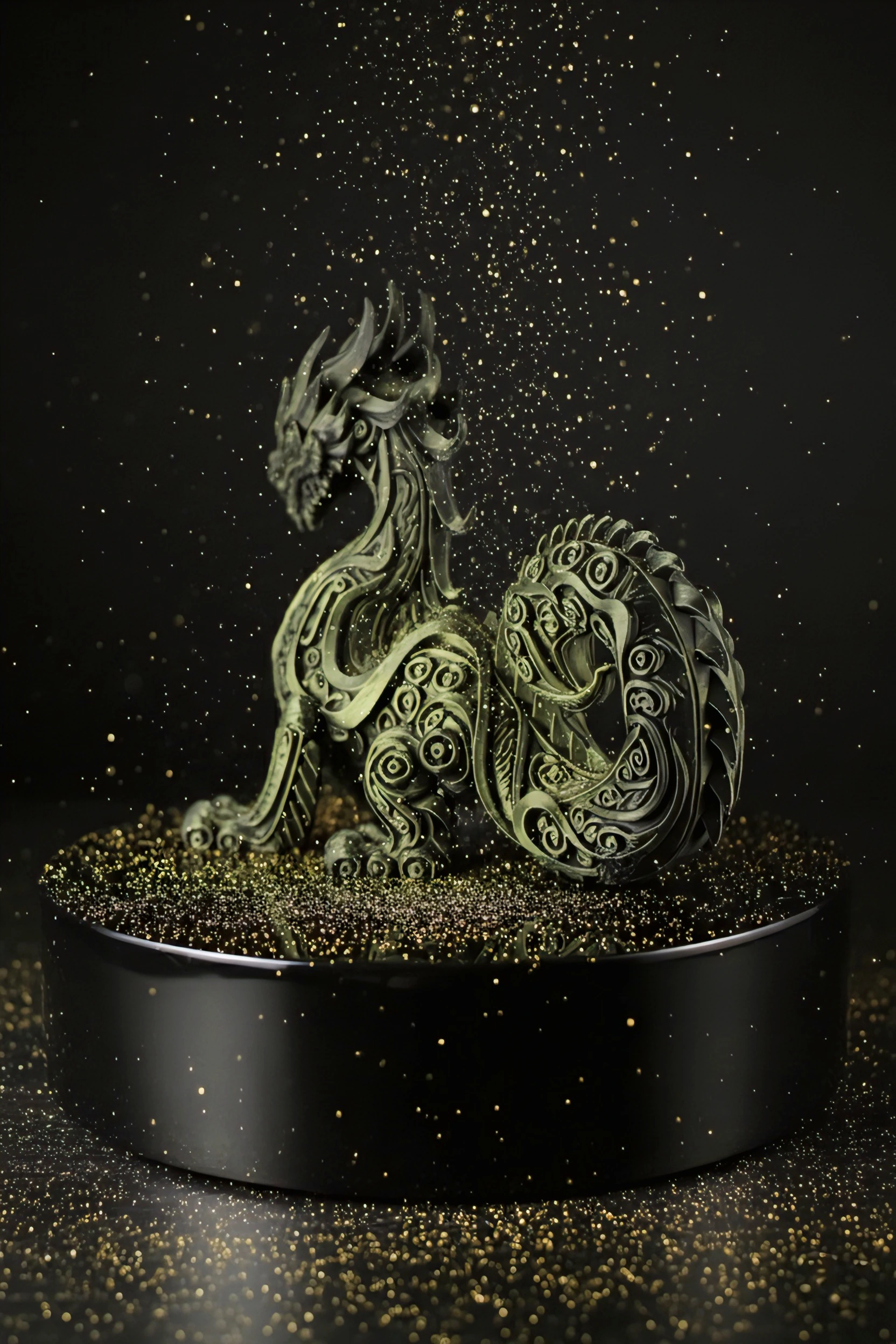 Cr8iwitty 3D Printed Dragon Figurine, Decorative Fantasy Sculpture, Grey, Plastic, Art Deco Style, Detailed Pattern Design, 20x10x16 cm, Home Decor (Golden) - Image 5