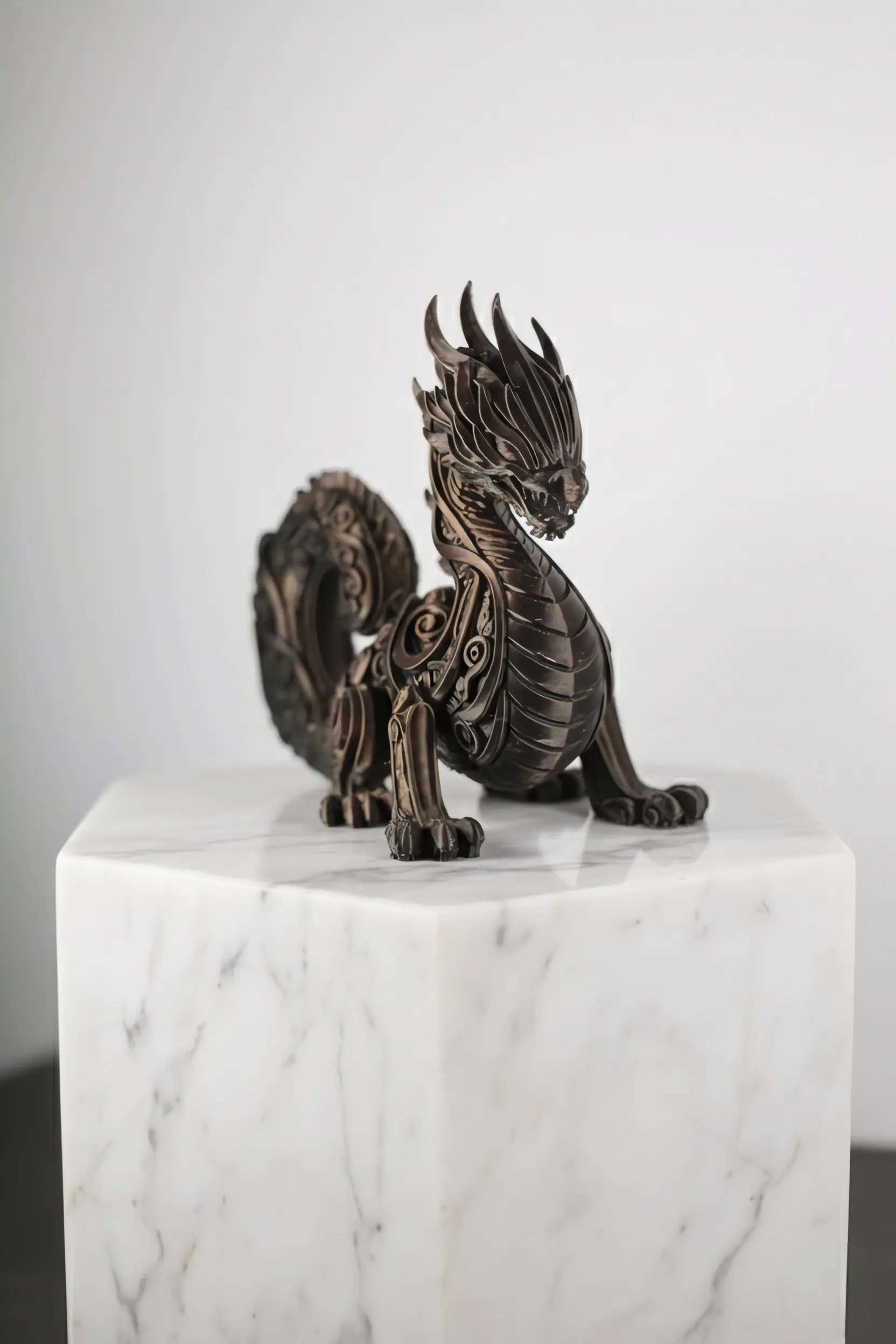 Cr8iwitty 3D Printed Dragon Figurine, Decorative Fantasy Sculpture, Grey, Plastic, Art Deco Style, Detailed Pattern Design, 20x10x16 cm, Home Decor (Golden) - Image 3