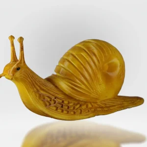 Wooden Texture Snail Showpiece | Handcrafted Look Decorative Snail Figurine for Home Décor, Table & Shelf | Elegant Good Luck Nature Inspired Statue | L15 x W8 x H8 cm