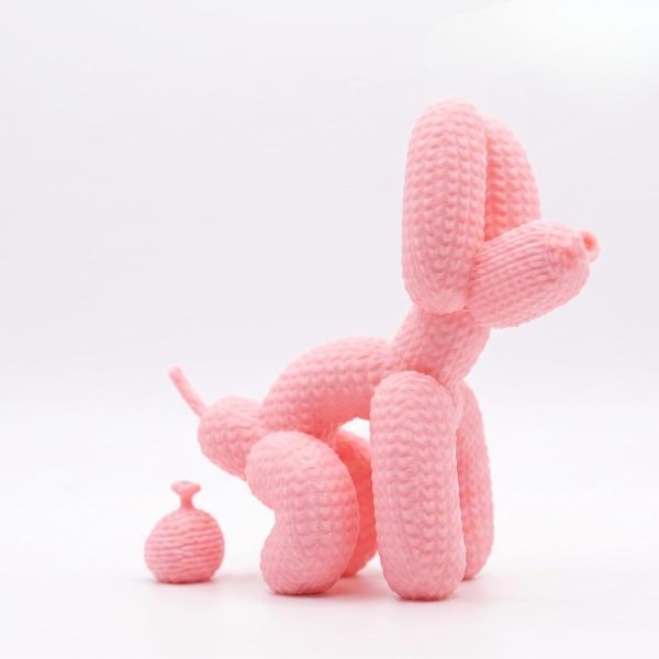 Pink Balloon Dog | Quirky Pooping Balloon Dog Home Decor | Fun Desktop Sculpture for Office and Living Room