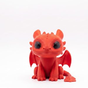 Adorable Red Baby Dragon Figure | Cute Dragon Statue for Home Decor | Mythical Creature Desktop Toy Unique Gift for Collectors | Handmade Red Dragon Decoration