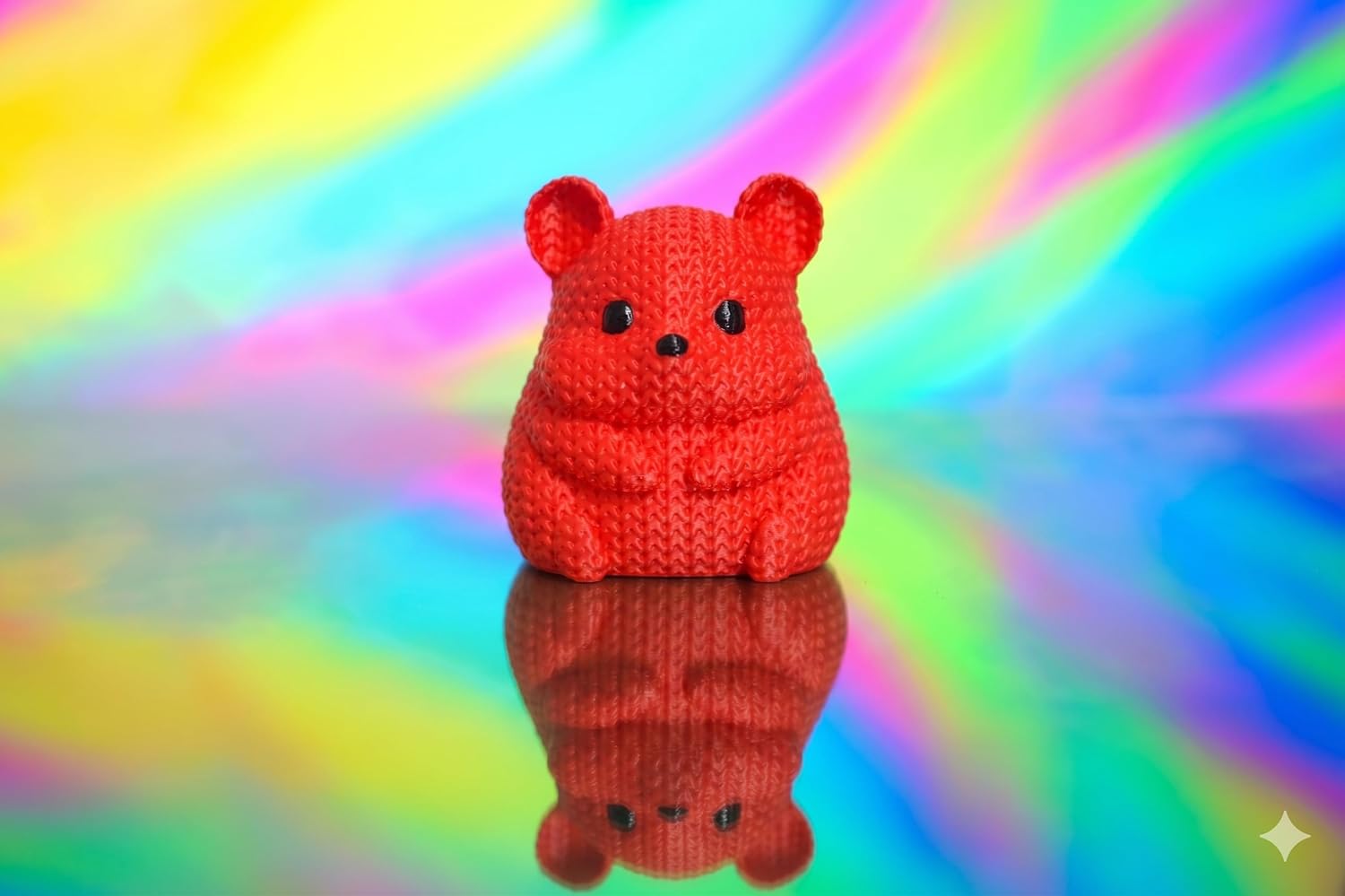 Knit-Style Hamster Quokka Figurine Red Animal Decor | Unique Textured Desk Ornament | Cute Collectible Gift for Animal Lovers | Faux Crochet Style Statue - Image 2