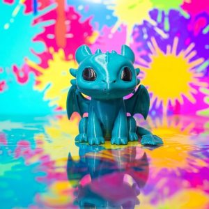 Baby Dragon Toy Knitted Texture Dragon Figure | Teal Dragon Desk Decor |